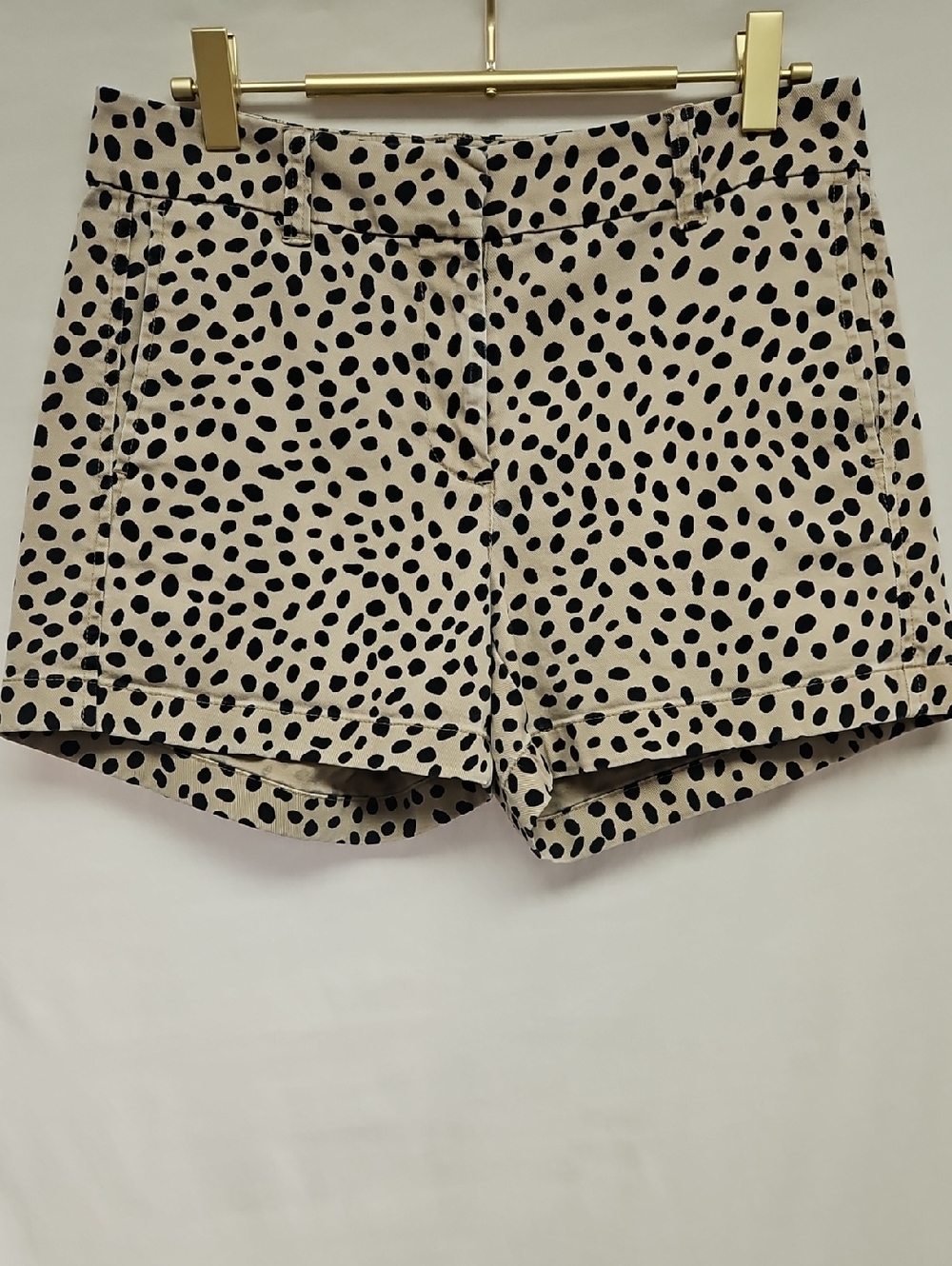 J.Crew Womens Leopard Print Shorts Tan Black Animal Print Chino Safari Preppy